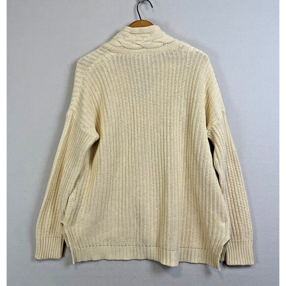 LRL Ralph Lauren Womens Cable Knit Fisherman Sweater Size Large Cream Cotton - Picture 2 of 9